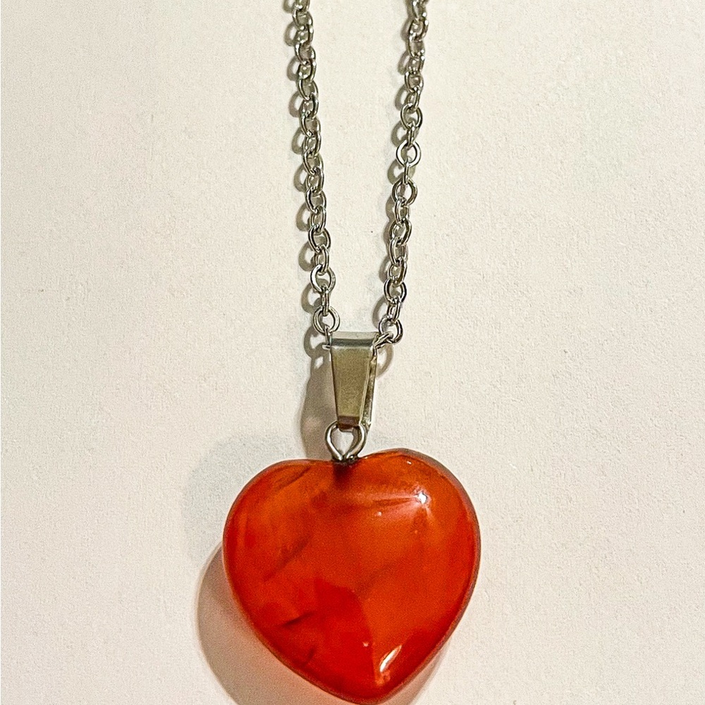 Carnelian Crystal Heart Necklace